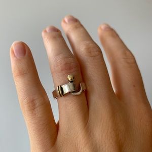 TIFFANY & CO 18k Gold Two-Tone Hook and Eye Ring